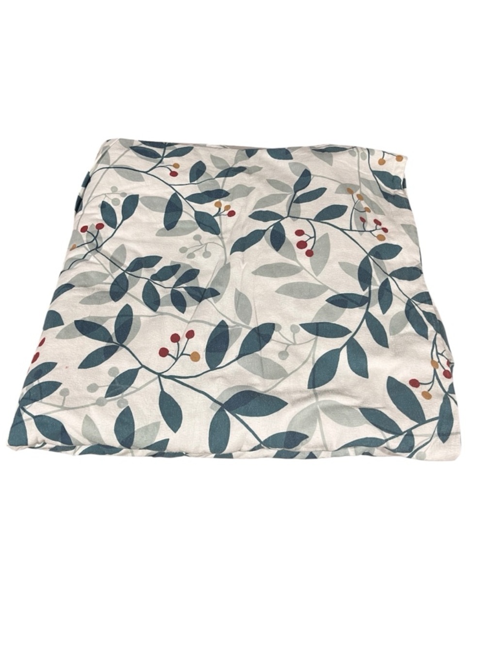 The Company Store Queen Teal Velvet Flannel Duvet Cover Leaves and Berries - Picture 2 of 9